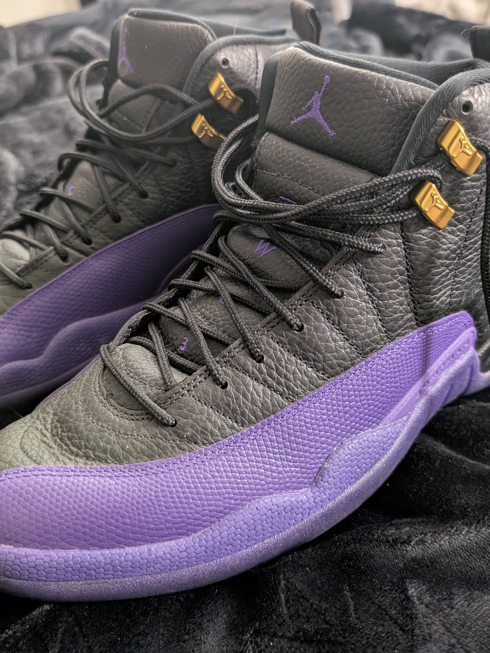 Air Jordan 12 Retro Black & Purple Sneakers